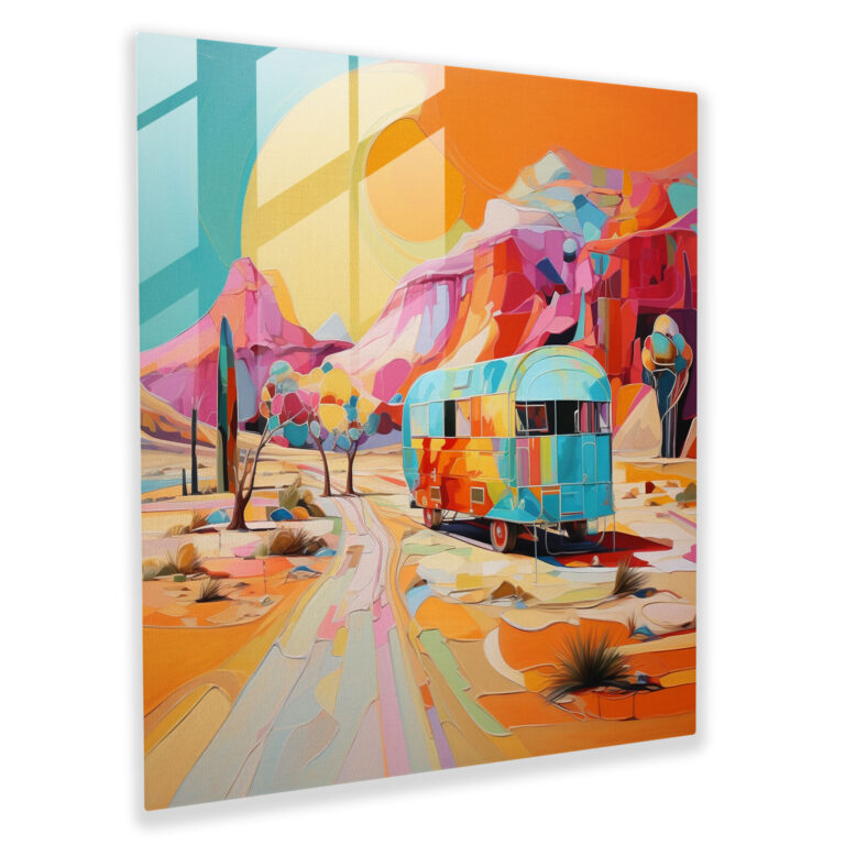 Modern Abstract Caravan Glass Print - Caravan, Colorful, Caravan, Glass Wall Art