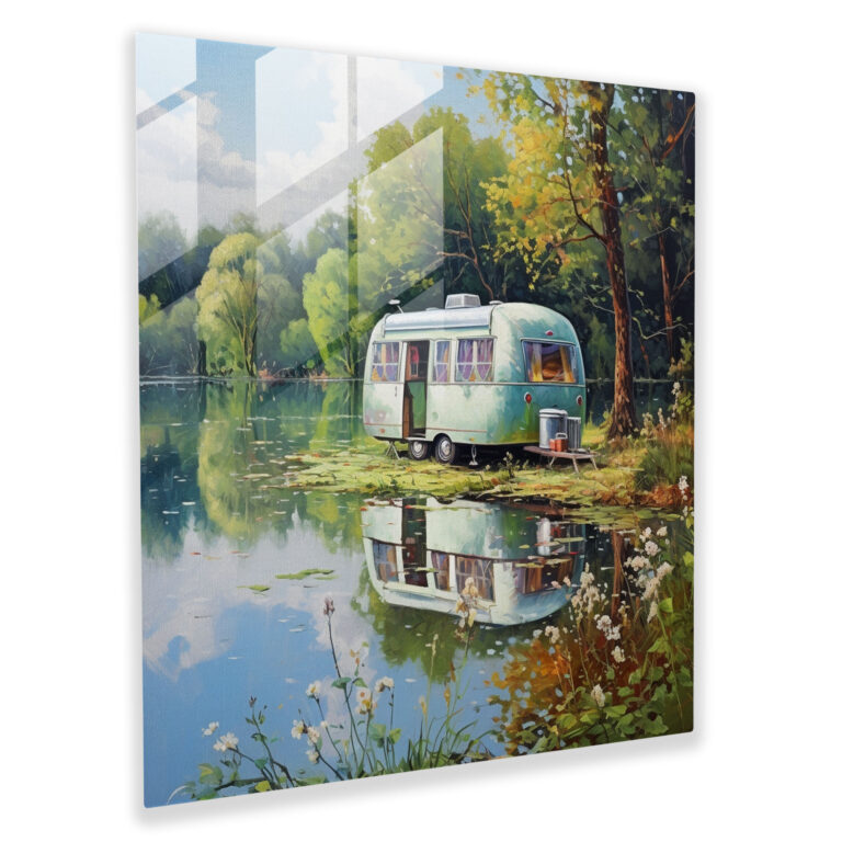 Serene Caravan Glass Print - Caravan, Glass Art, Nature, Glass Print