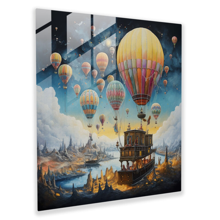 Dreamlike Caravan Glass Print - Caravan, Mixed Media Art, Imagination, Modern Art