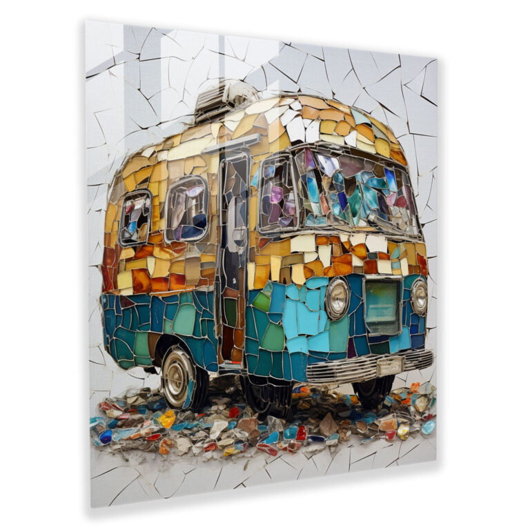 Shattered Resilience Caravan Glass Print - Caravan, Resilience, Wall Decoration, Modern Art