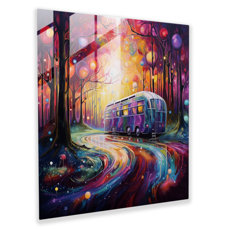 Glass Print - Mystical Forest Caravan - Caravan, Glass Art, Glass Print, Abstract Painting