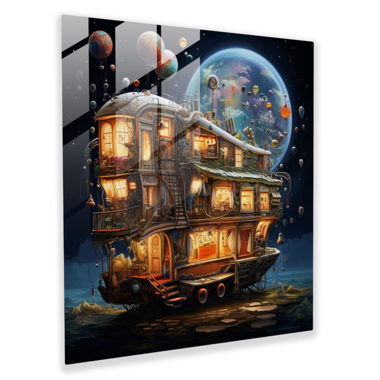 Whimsical Caravan Glass Print - Caravan, Dreamlike, Glass Art, Caravan