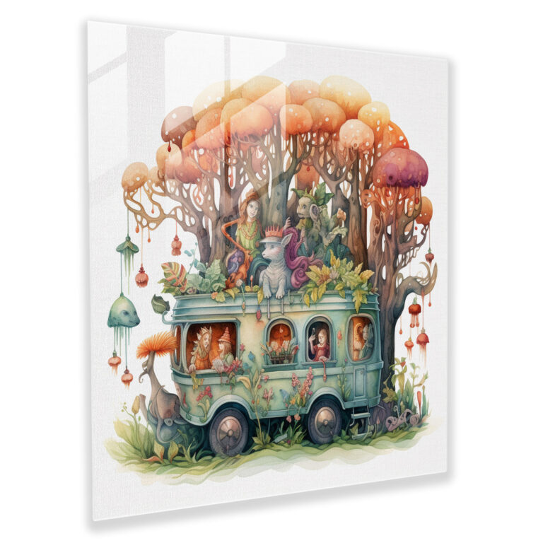 Magical Caravan Glass Print - Caravan, Caravan, Home Decoration, Wonder