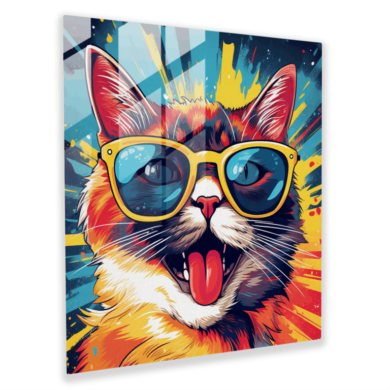 Cool Cat Comics Glass Print - Pop Art-Inspired Illustration Glass Wall Art - Home Decoration - Wall Decor - Glass Print - Glass Wall Art - Glass Art - Modern Artwork