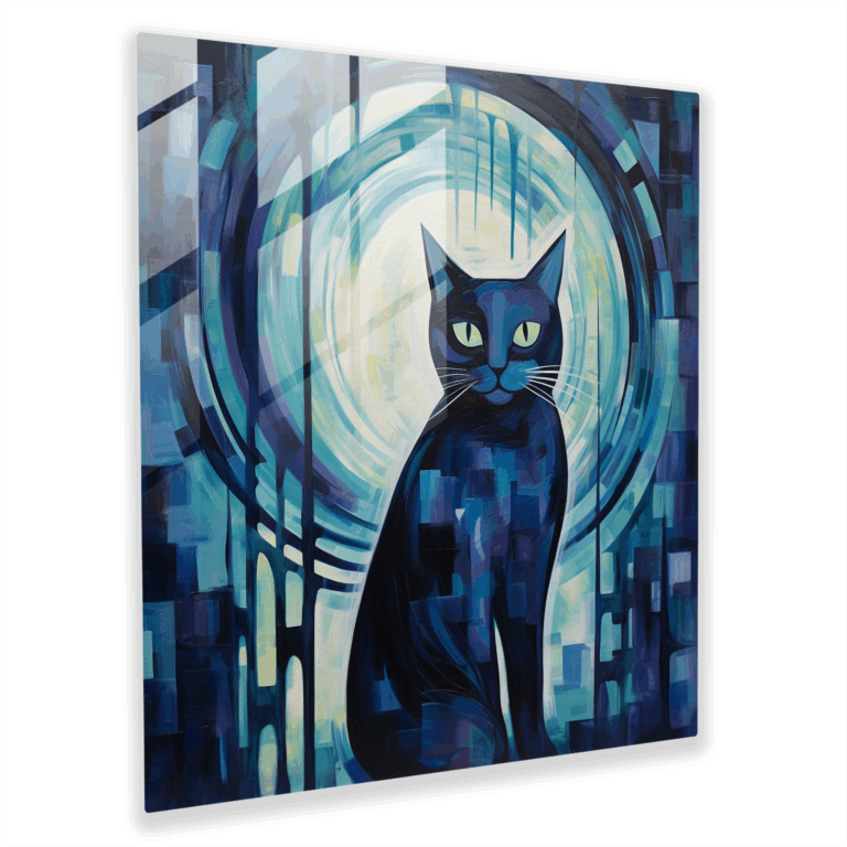 Colorful Cat Silhouette Glass Print
