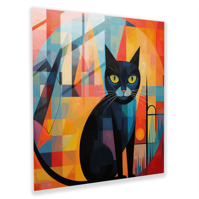 Geometric Cat Abstract Glass Print