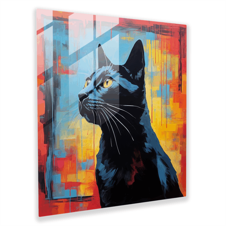 Enigmatic Cat Silhouette Glass Wall Art Home Decoration