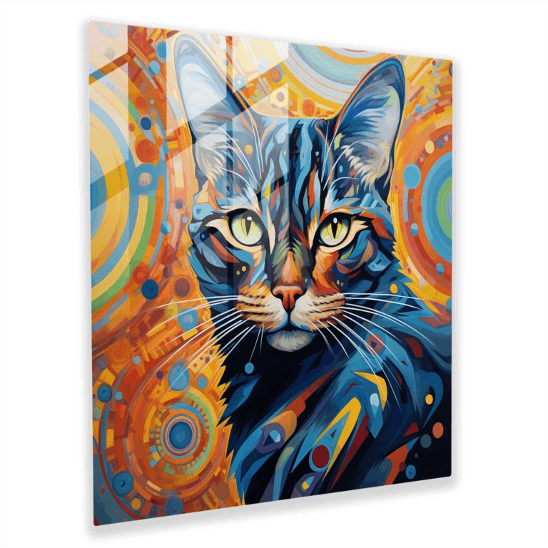 Swirling Energy Cat Glass Print Wall Decoration