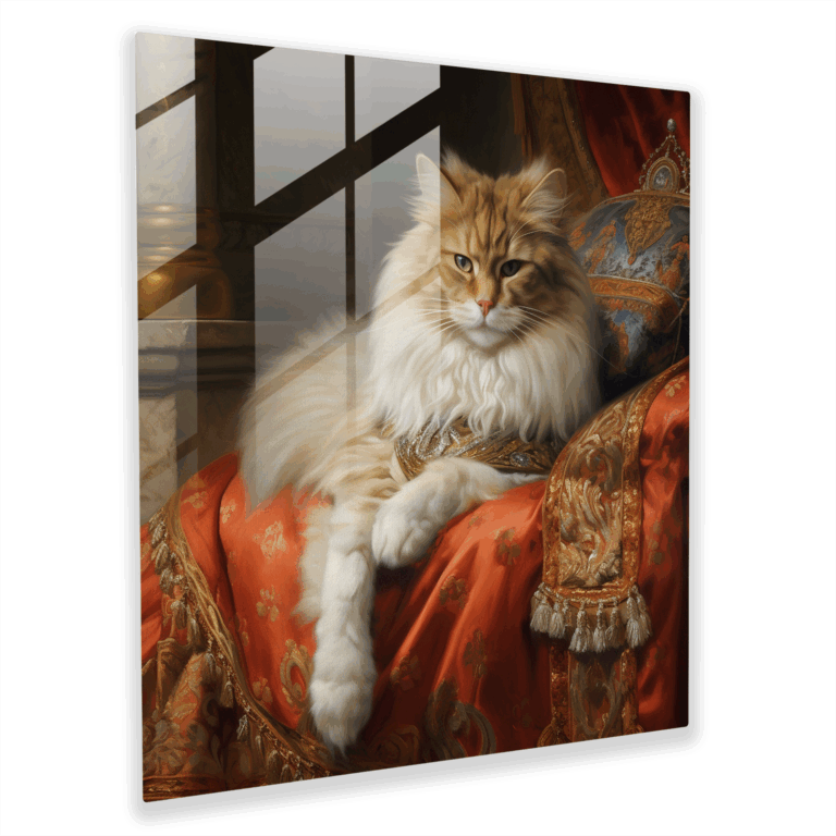 Regal Cushion Cat Glass Wall Art Home Decoration