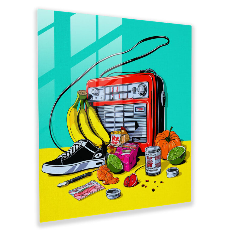 Whimsical Glass Print: Pop Art Vibes - Playful Wall Decoration