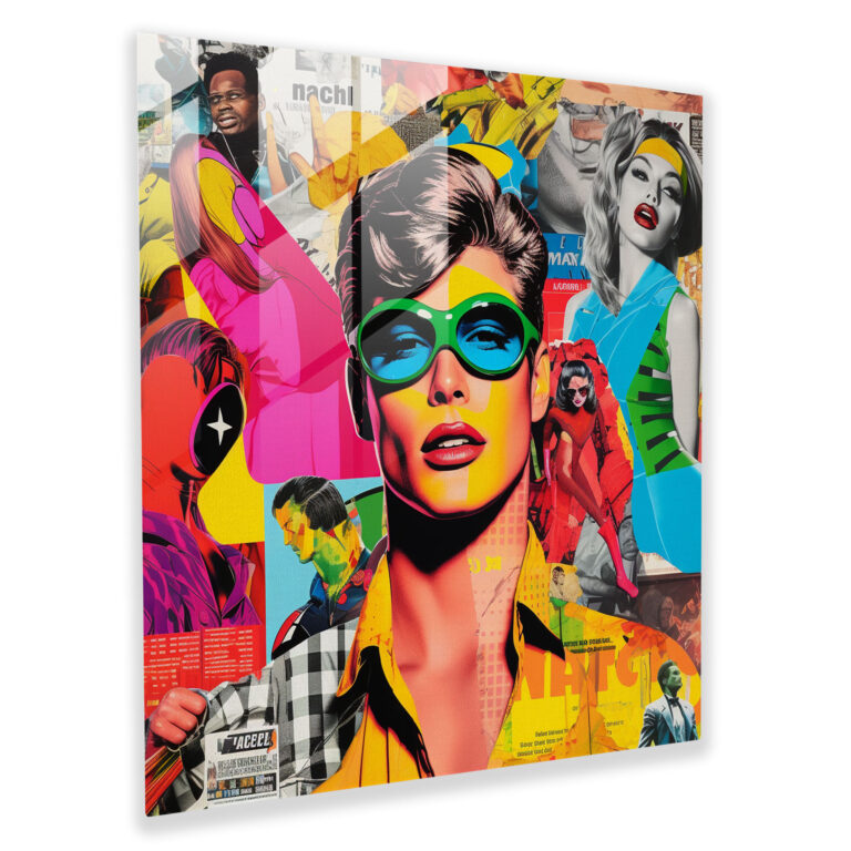 Colorful Explosion Glass Print - Pop Art Collage Glass Wall Art - Home Decoration