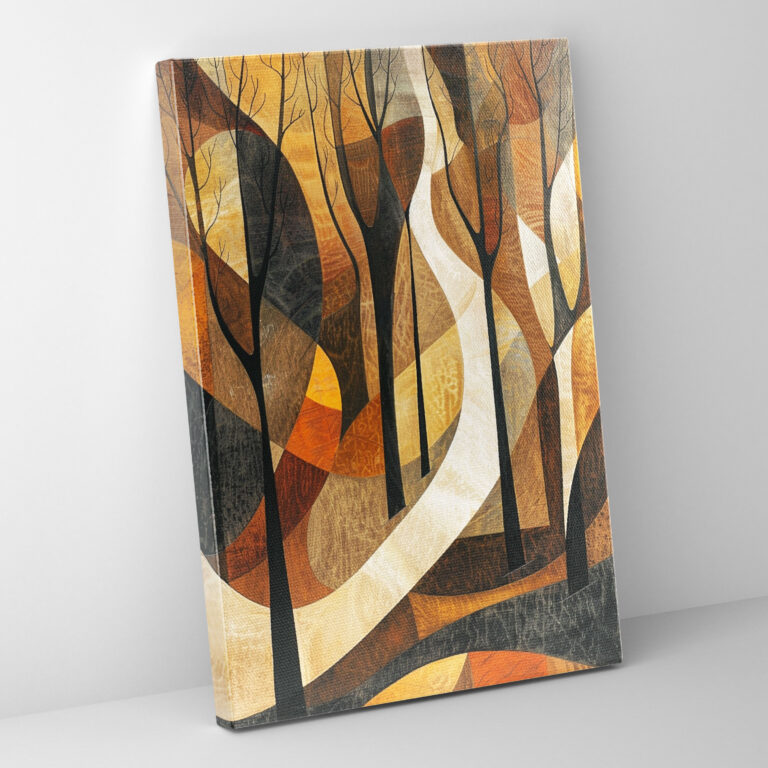 Earthy Tones Cubism Landscape Wall Decoration - Cubism, Wall Decoration, Canvas Wall Art, Canvas