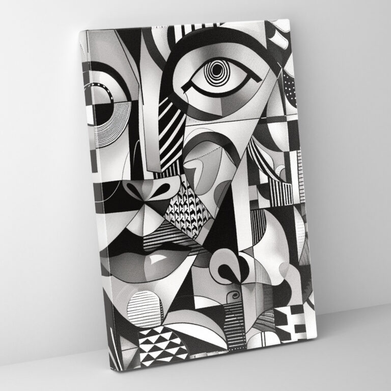 Monochromatic Cubism Wall Decoration - Cubism, Geometric Patterns, Home Decoration, Monochromatic Palette