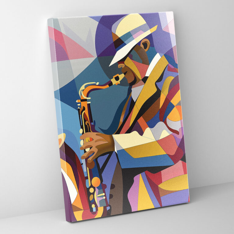 Cubism Saxophonist Canvas Print - Cubism, Wall Art, Canvas, Cubism