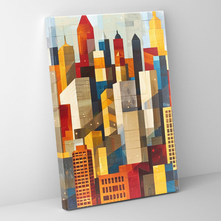 City Skyline Cubism Wall Art - Cubism, Cubism, Wall Art, Canvas