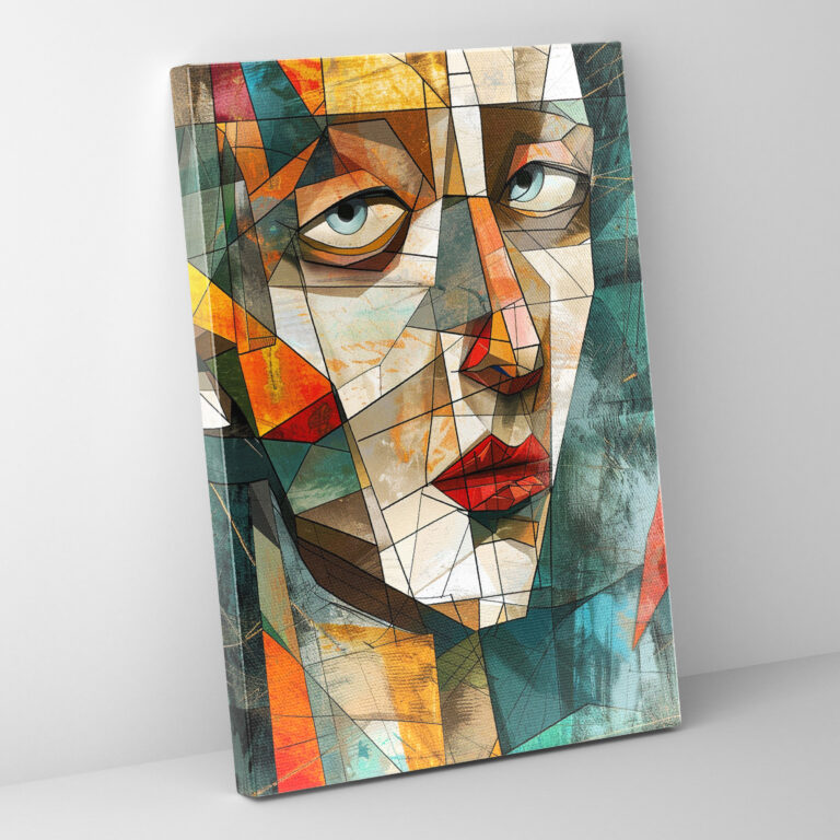 Texture-Rich Cubism Portrait Canvas Print - Cubism, Canvas Wall Art, Cubism, Wall Art