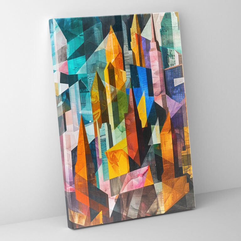 Cubism Canvas Print - Angular City Skyline Wall Decoration - Cubism, Wall Art, Canvas Print, Angular Shapes