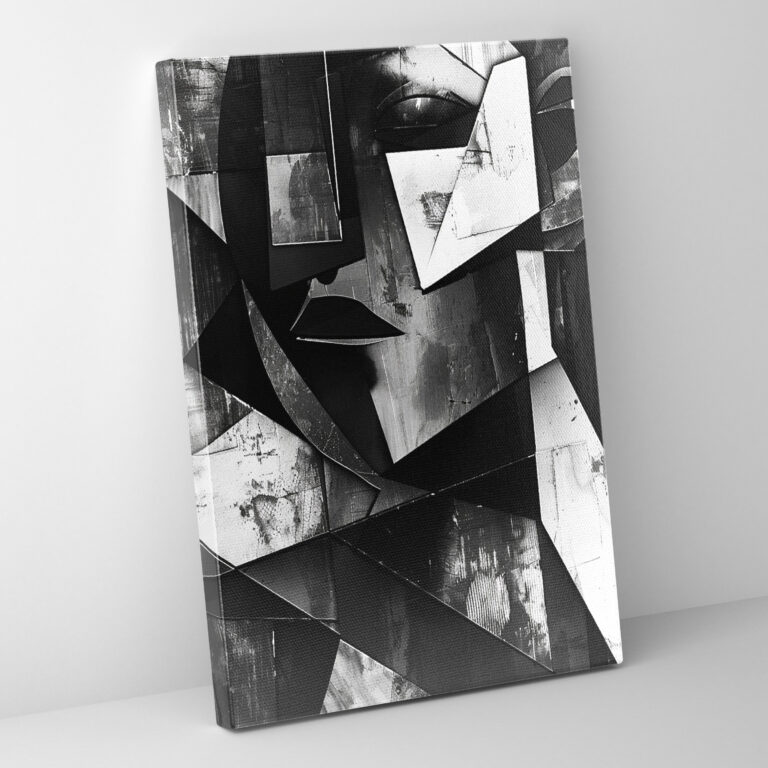 Cubism Monochrome Geometric Canvas Print - Cubism, Canvas Print, Canvas, Wall Art