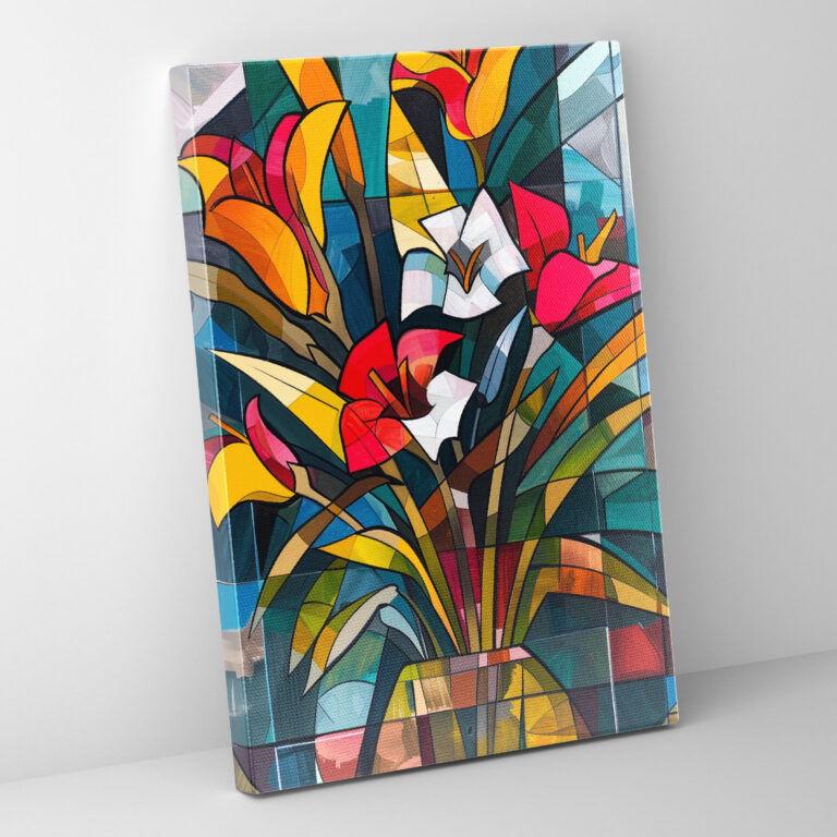 Floral Cubism Wall Art Canvas Print - Cubism, Floral Arrangement, Canvas Print, Wall Decoration
