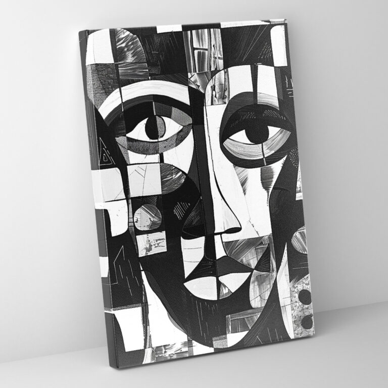 Monochromatic Cubism Wall Art Canvas Print - Cubism, Wall Decoration, Home Decoration, Monochromatic Palette
