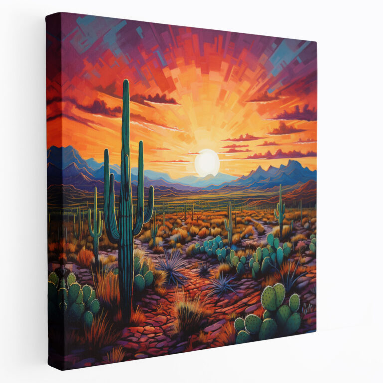 Desert Wall Decoration - Sunset Cactus Canvas Print - Desert, Wall Art, Wall Decoration, Cactus