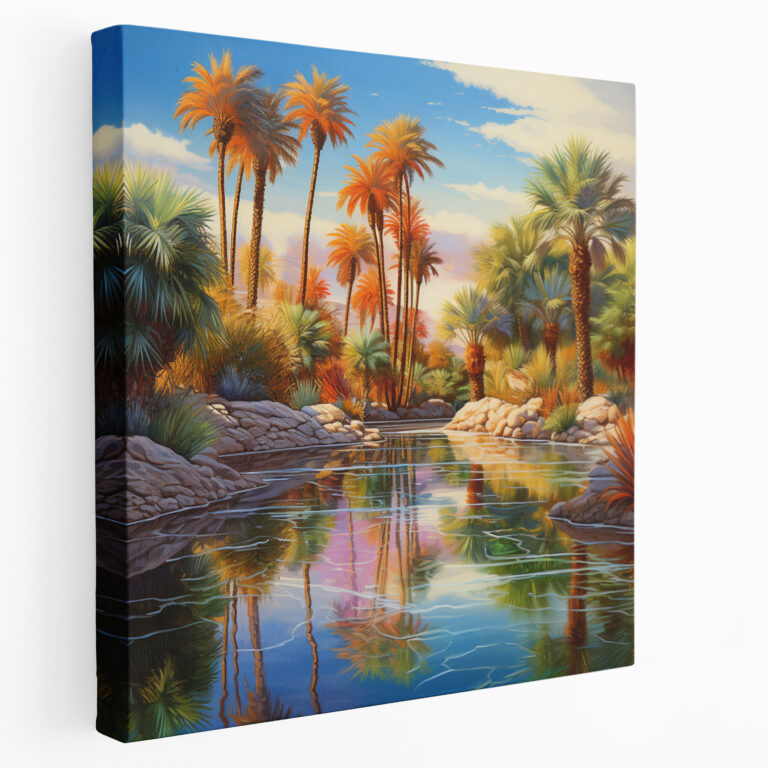 Lush Desert Oasis Canvas Print - Desert, Desert Oasis, Canvas Wall Art, Home Decoration