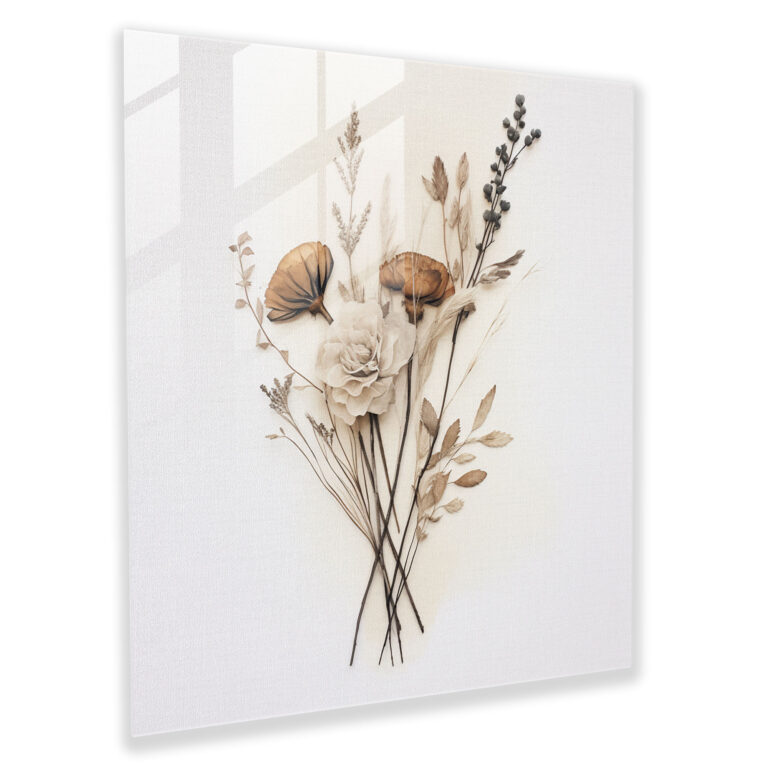 Dry Flower Glass Print - Dry Flower, Watercolor Painting, Glass Wall Art, Home Decoration