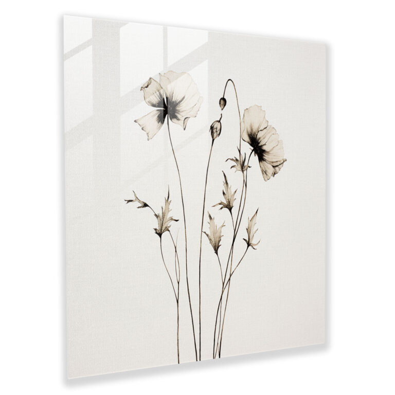Dry Flower Glass Wall Art - Dry Flower, Modern Art, Minimalist, Wall Decoration