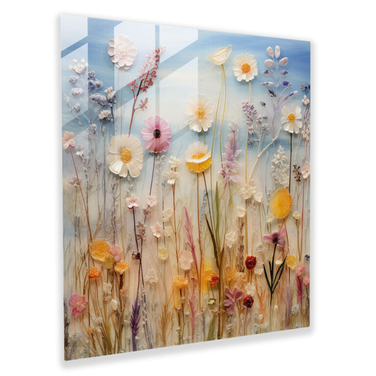 Field Of Memories Dry Flower Glass Painting - Dry Flower, Glass Art, Glass Print, Dry Flower