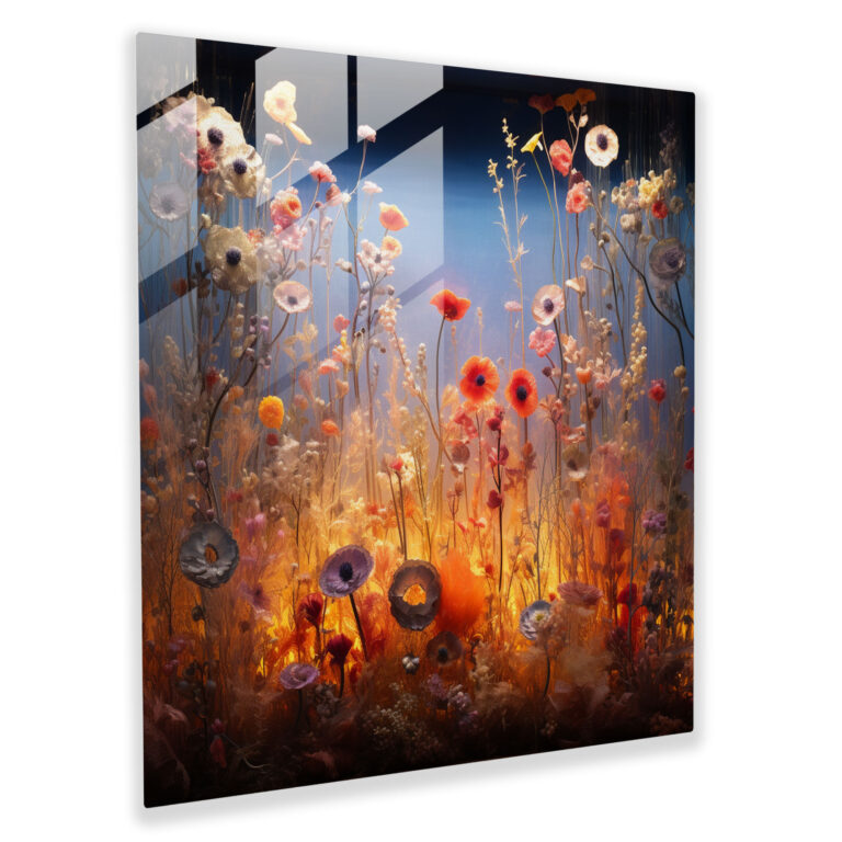 Enchanted Garden Dry Flower Glass Wall Art - Dry Flower, Glass Wall Art, Whimsical, Wall Decoration