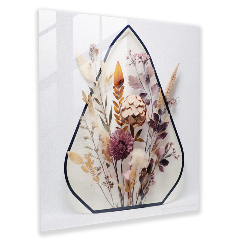 Nature's Geometry Dry Flower Glass Print - Dry Flower, Dry Flower, Geometric, Glass Art