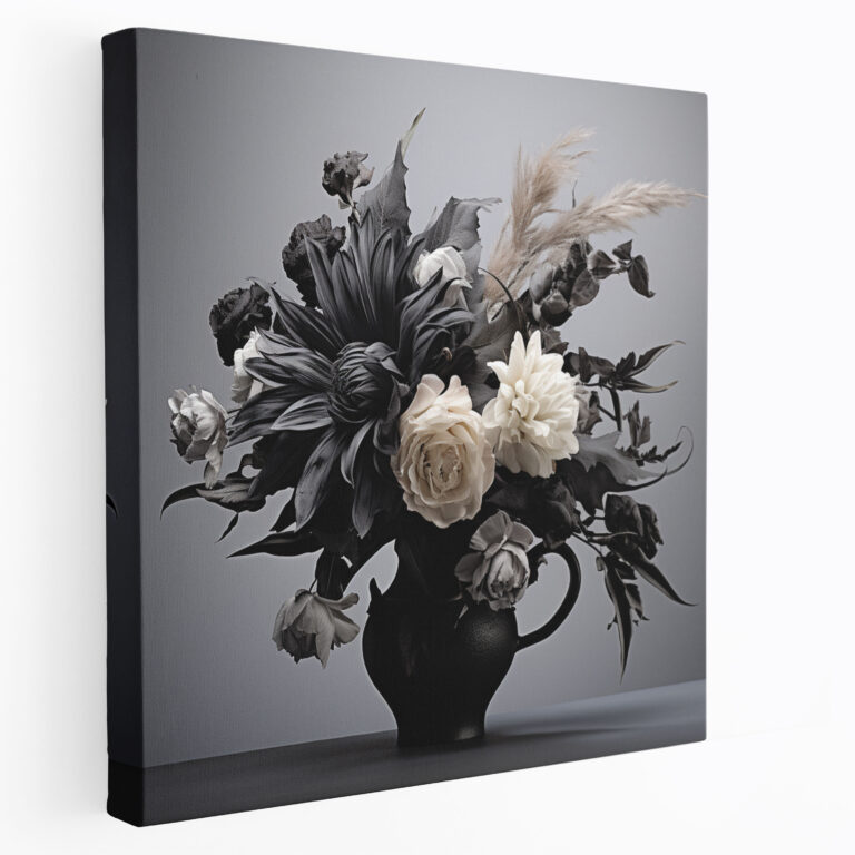 Monochromatic Dry Flower Canvas Print - Dry Flower, Home Decoration, Wall Art, Monochromatic Photograph