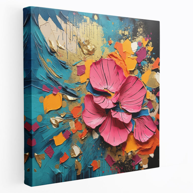 Vibrant Dried Flower Canvas Print - Dry Flower, Home Decoration, Abstract Mixed Media Artwork, Canvas