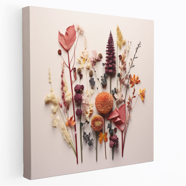 Geometric Dried Flower Canvas Print - Dry Flower, Modern Twist, Geometric Pattern, Contemporary Graphic Design