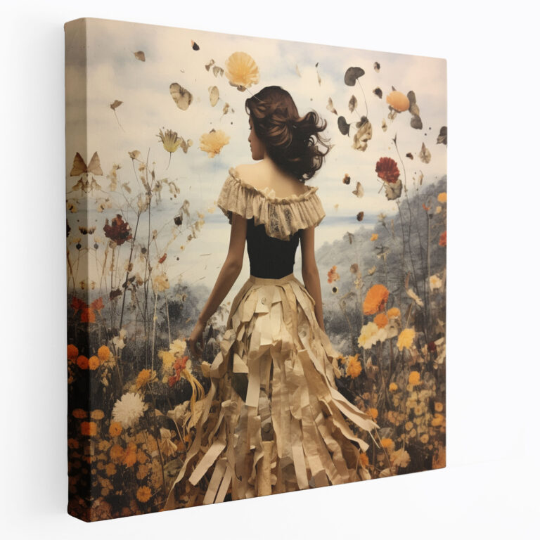 Nature's Nostalgia Dried Flower Canvas Print - Dry Flower, Collage Artwork, Canvas Print, Wall Art