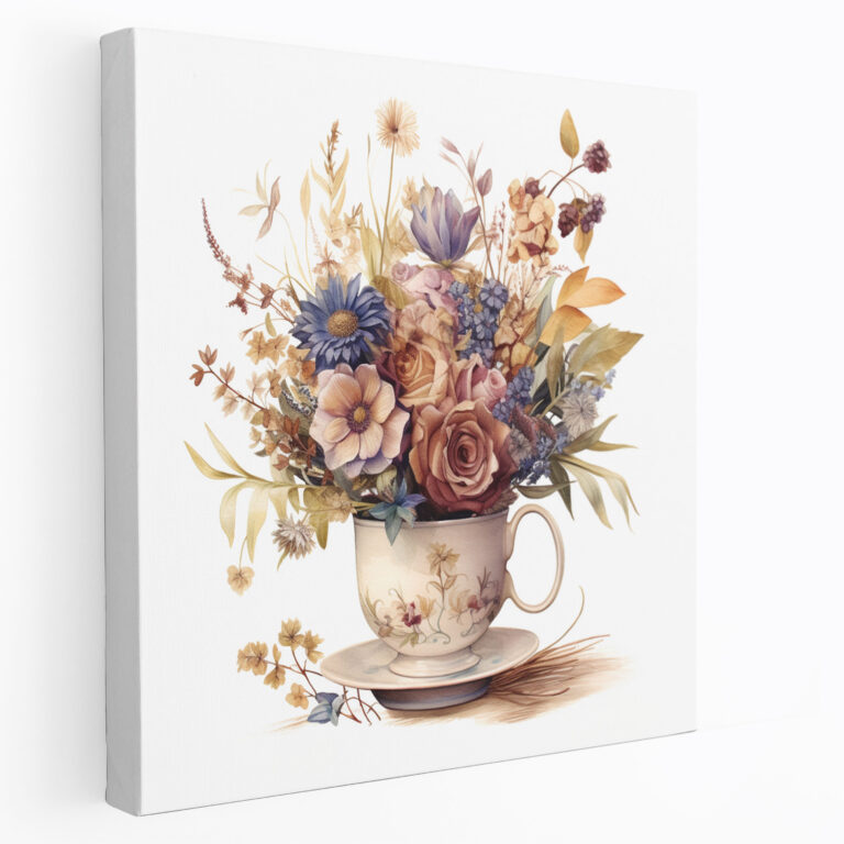 Dry Flower Watercolor Canvas Print - Dry Flower, Watercolor, Vintage, Home Decoration