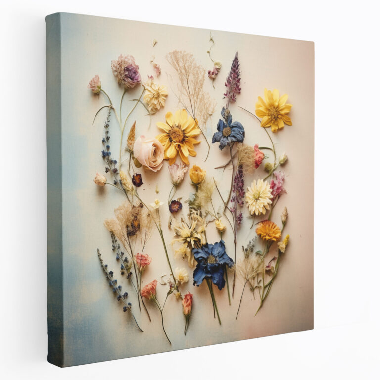 Vintage Dry Flower Canvas Print - Dry Flower, Wall Decoration, Pressed Flowers, Vintage-Inspired Photograph