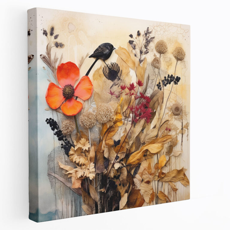 Contemporary Dry Flower Wall Art - Dry Flower, Abstract Elements, Dry Flower, Canvas Wall Art