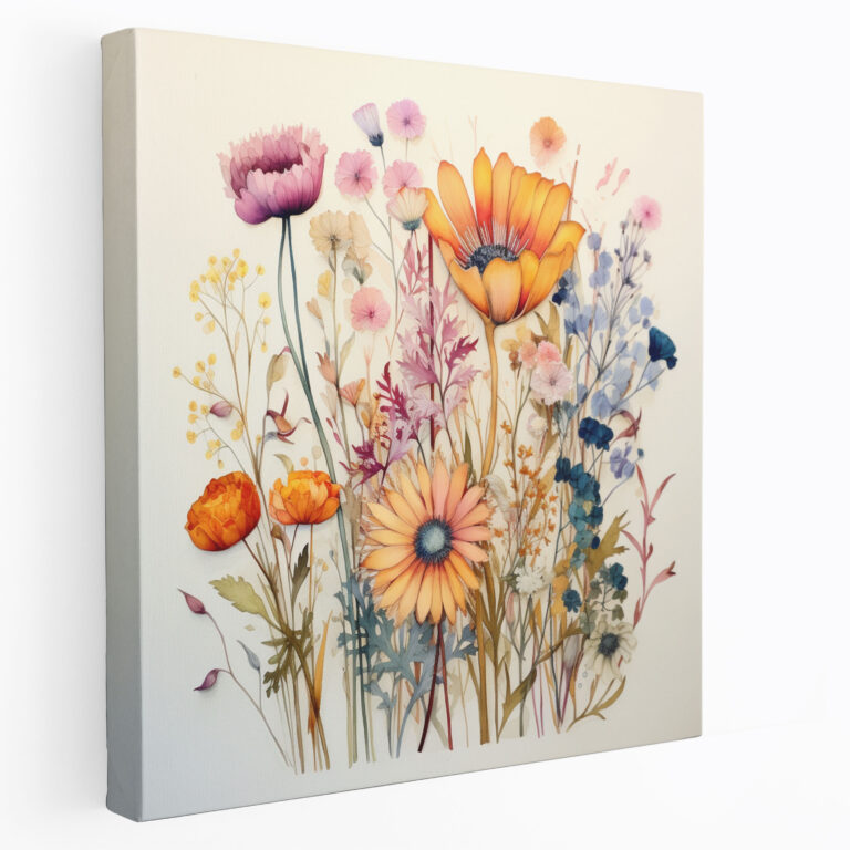 Whimsical Dry Flower Canvas Print - Dry Flower, Playful Depiction, Whimsical Watercolor Painting, Dry Flower