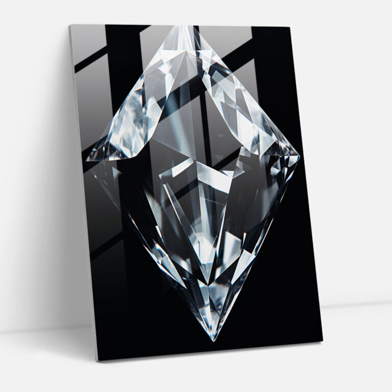 Diamond Facets Glass Print - Diamond, Intricate Beauty, Home Decoration, Glass Wall Art