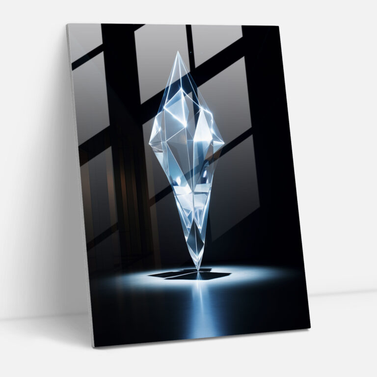 Diamond Sculpture Glass Print - Diamond, Wall Decoration, Sophistication, Futuristic