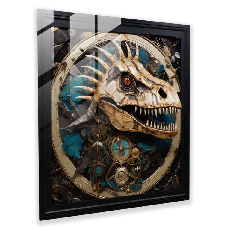 Elegant Glass and Wire Modern Artwork of Abstract Dinosaurs