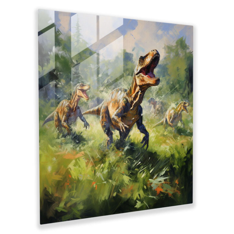 Impressionista Dinoscape Glass Print