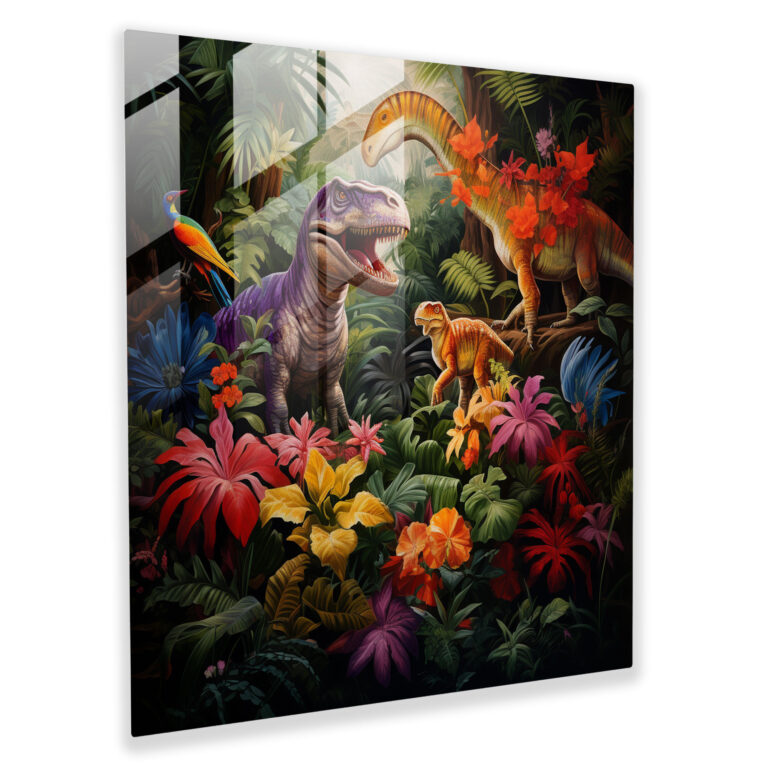 Resplendent Dinosaur Glass Print Wall Art