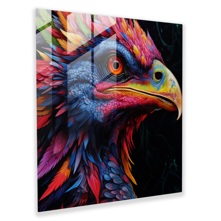 Hyperrealistic Glass Print: Ferocious Velociraptor