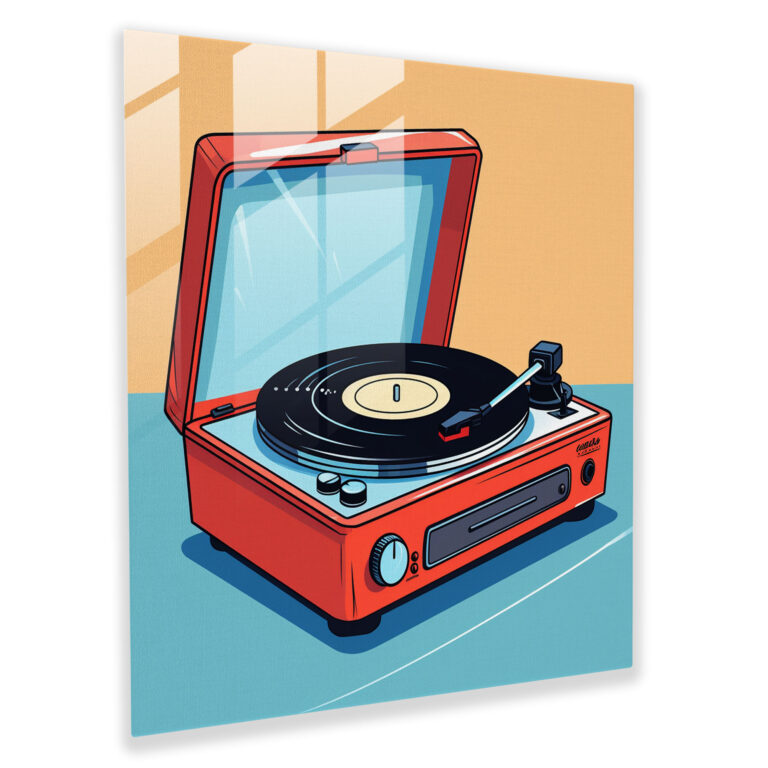 Dope Vinyl Harmony - Pop Art Glass Print - Dope, Vintage, Wall Decoration, Retro Colors
