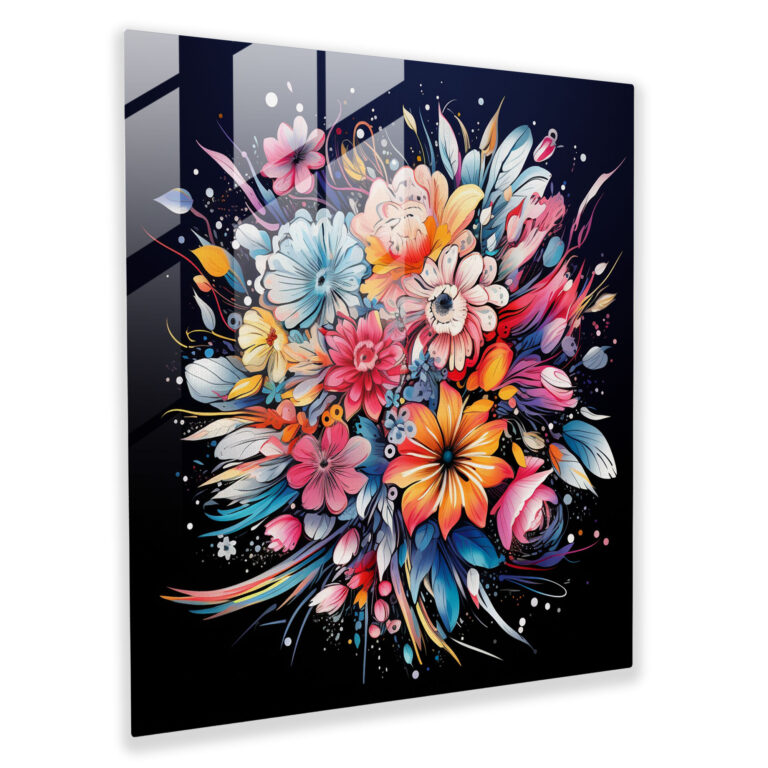 Dope Floral Symphony - Vibrant Glass Print - Dope, Natural Beauty, Home Decoration, Illustration