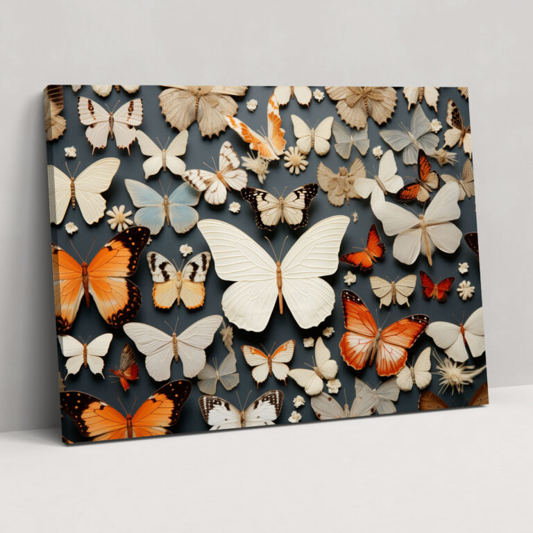 Dried Butterflies Delicate Wall Art - Dried Butterflies, Butterflies, Canvas Print, Home Decoration