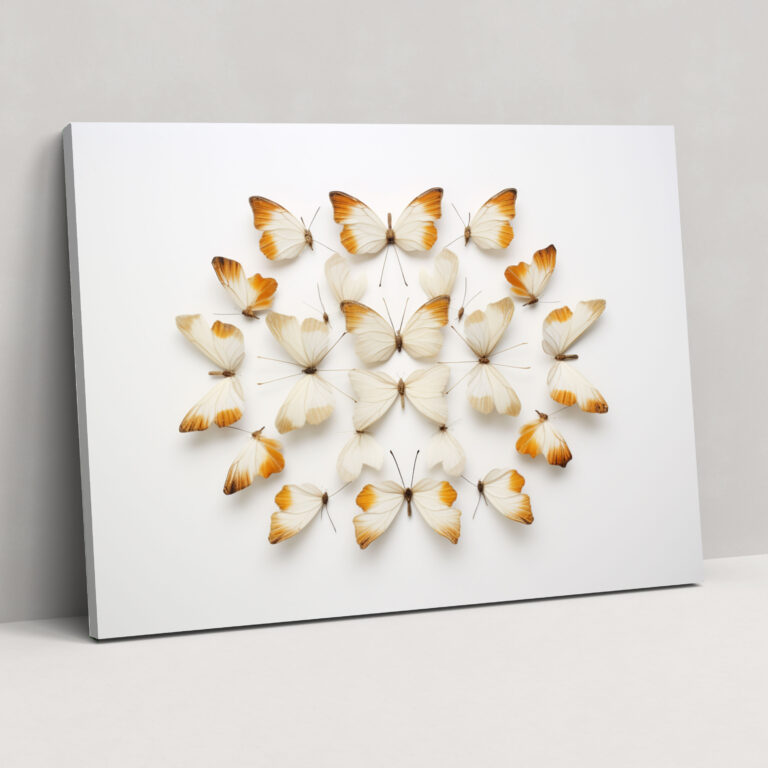 Symmetrical Dried Butterflies Wall Art - Dried Butterflies, Home Decoration, Canvas, Wall Art