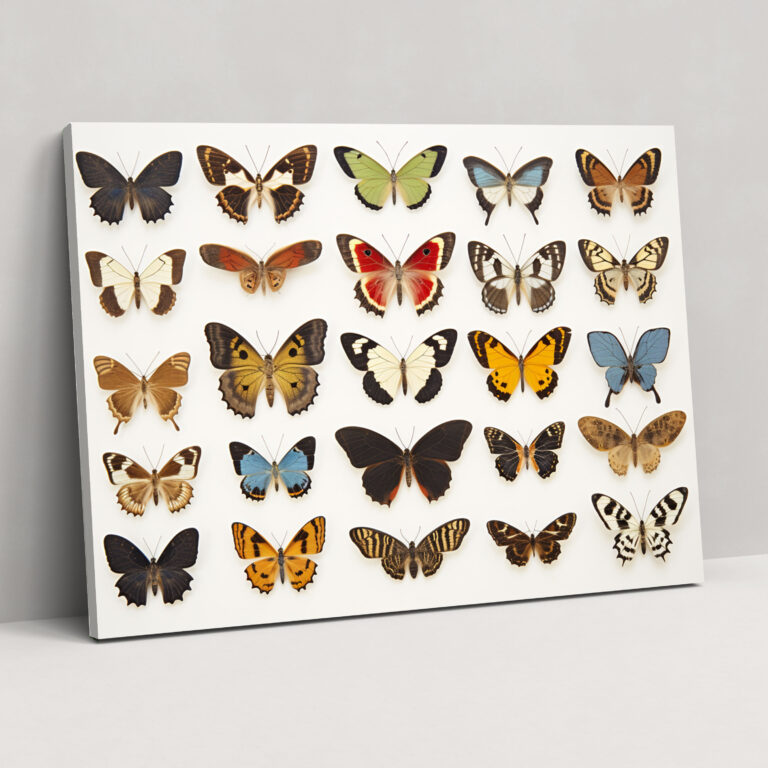 Whimsical Dried Butterflies Canvas Print - Dried Butterflies, Natural Beauty, Canvas Wall Art, Whimsical Design